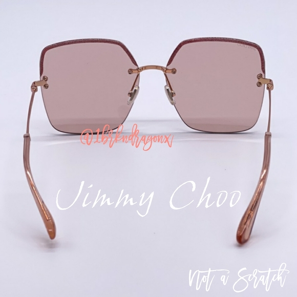NWT Square Frame Copper Gold Sunglasses Jimmy Choo Shades Genuine Brand New Case main image 9